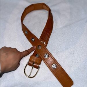 Brown Leather Belt with Silver Buckle
